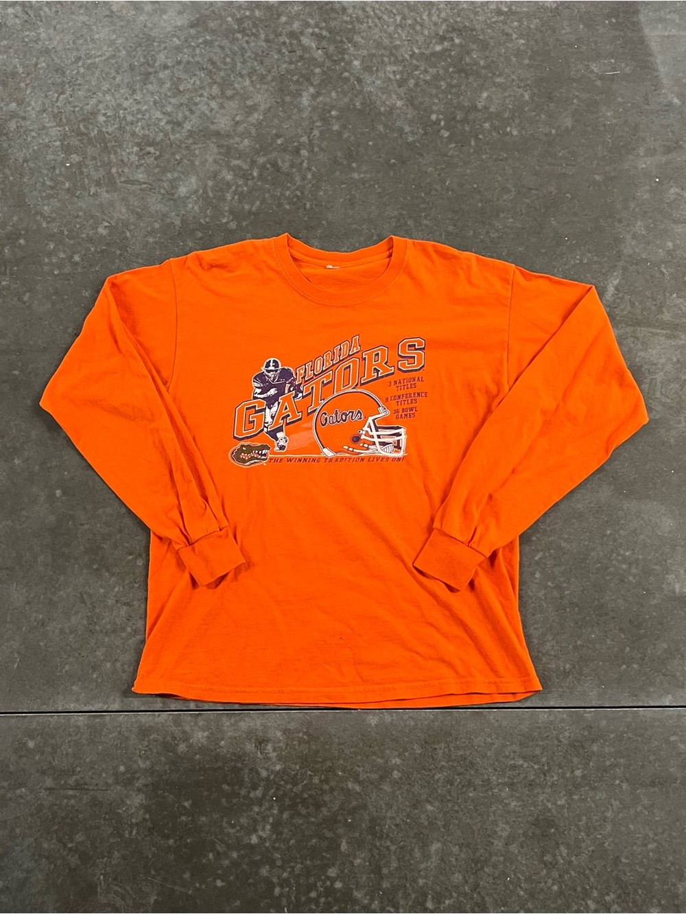 Vintage Florida Gators Orange Football Long Sleeve Graphic Shirt